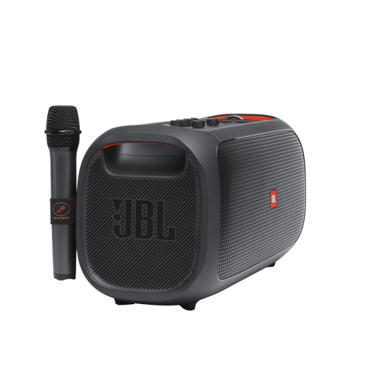 JBL PartyBox On-The-Go - Black - Portable party speaker with built-in lights and wireless mic - Detailshot 1